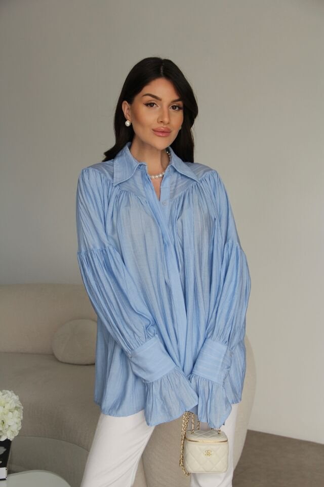 Vintage Büzgü Kol Detaylı Premium Gömlek